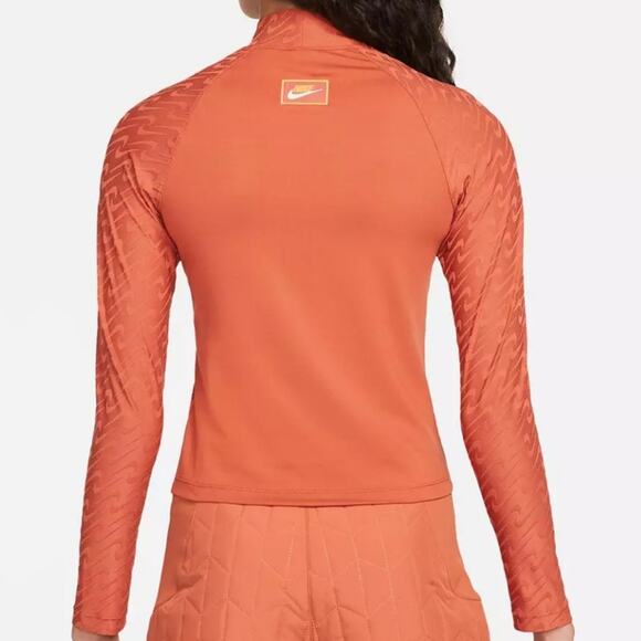 Nike Icon Clash Logo Print Mock-Neck Long Sleeve Top Terracotta Burnt Orange XS - Picture 4 of 12